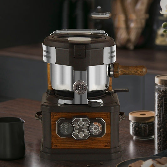 Retro-style bean roaster with 150g capacity, perfect for home baristas.