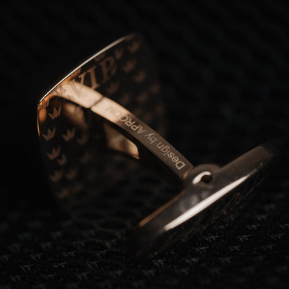 Men’s Rose Gold Cufflinks Paired with a Formal White Shirt