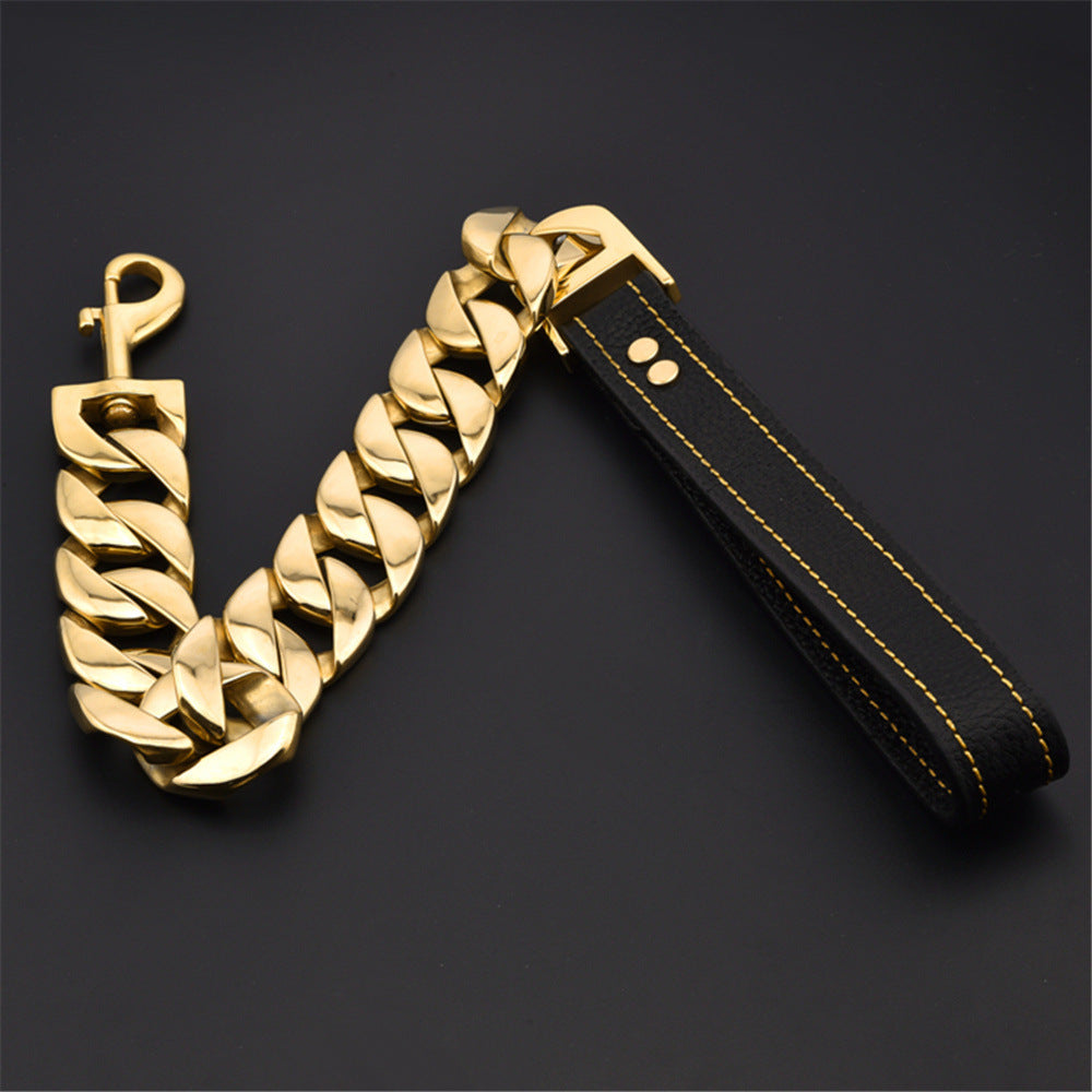 Elegant Rose Gold Stainless Steel Dog Leash in 120cm, 90cm, and 60cm