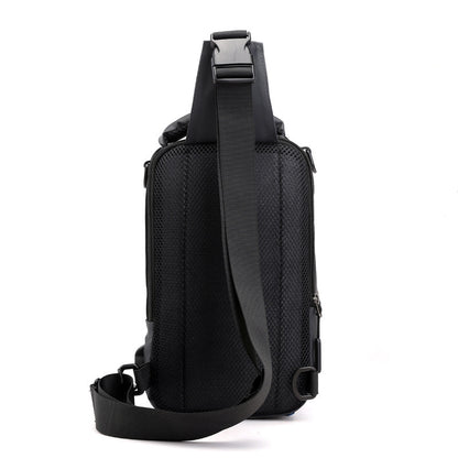 Side profile showing dual straps on waterproof tech backpack