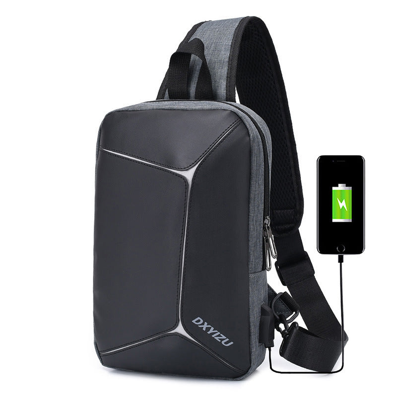 Side profile of square-shaped shoulder bag for men