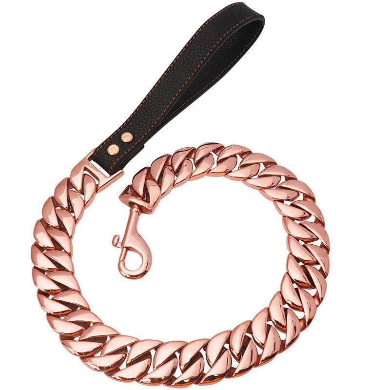 Stylish 32MM Stainless Steel Dog Leash in Silver Finish, 120cm, 90cm, 60cm