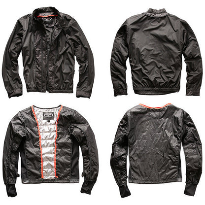 Black slim-fit leather jacket with stand collar, perfect for men who value style and durability.