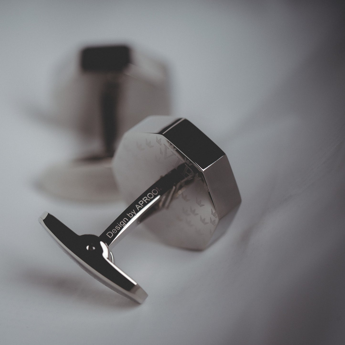 French Silver Black Cufflinks Worn at a Family Gathering