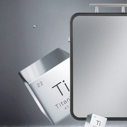 Pure titanium chopping board with an elegant ice crystal finish for a sleek kitchen look.