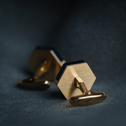 French Blue Gold Cufflinks Worn at a Family Gathering