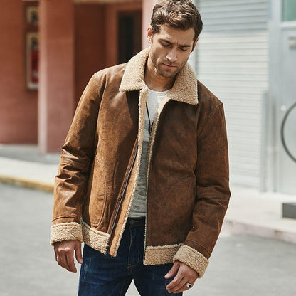 Front view of the black Vintage Casual American Leather Jacket, crafted from premium pigskin leather.