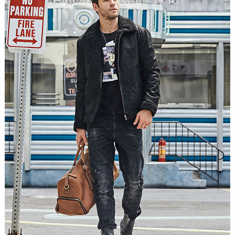 Front view of the brown Vintage Casual American Leather Jacket, showcasing timeless style.