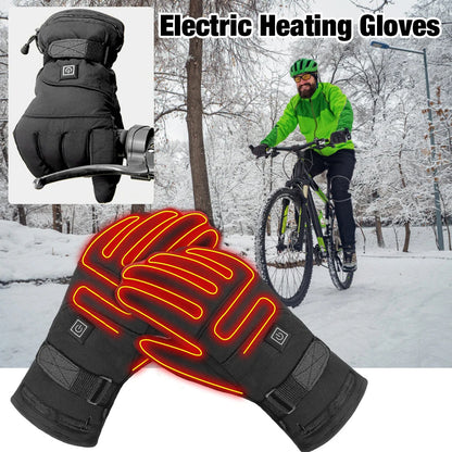 Black waterproof heated gloves designed for motorcycle riders in cold weather.