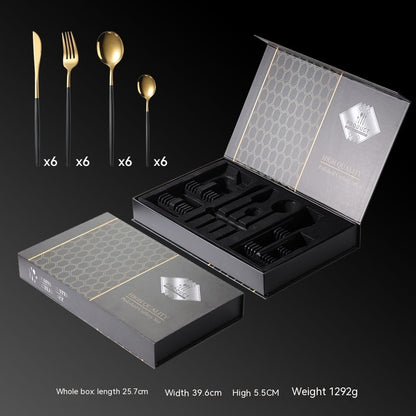 Portuguese Titanium-Plated Western Tableware – 24-Piece Stainless Steel Set - Tresado